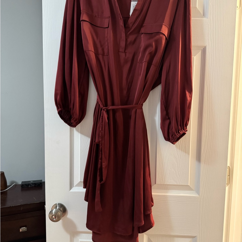 Elegant Long Sleeve Burgundy Dress
